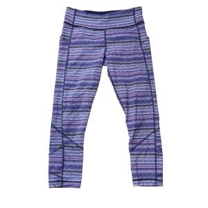 Lululemon Athletica Purple Cropped Leggings with Textured Stripes As Is